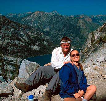 Maxine and Russ half way up Aasgaurd Pass
